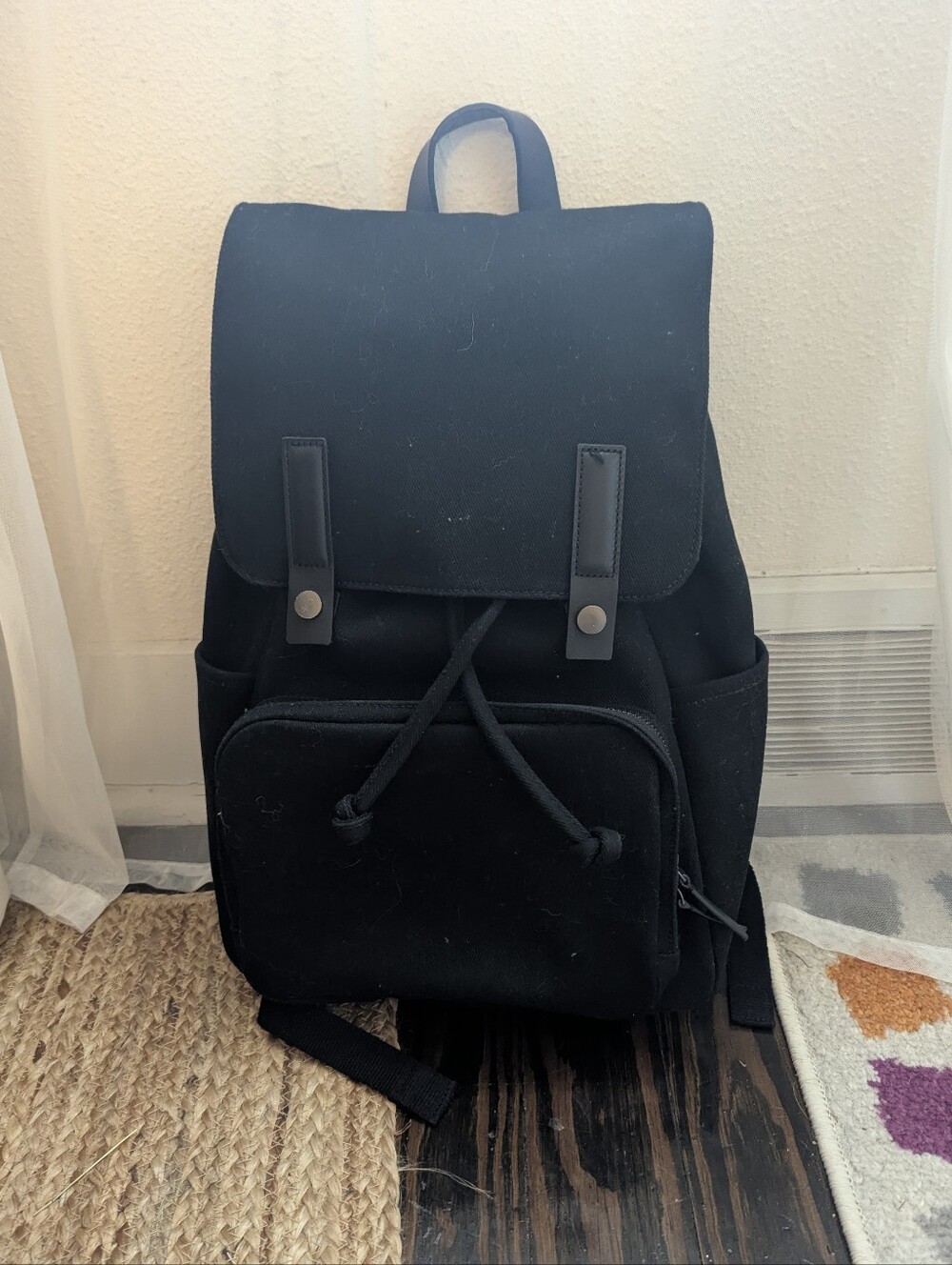 Everlane Black Canvas And Leather Backpack